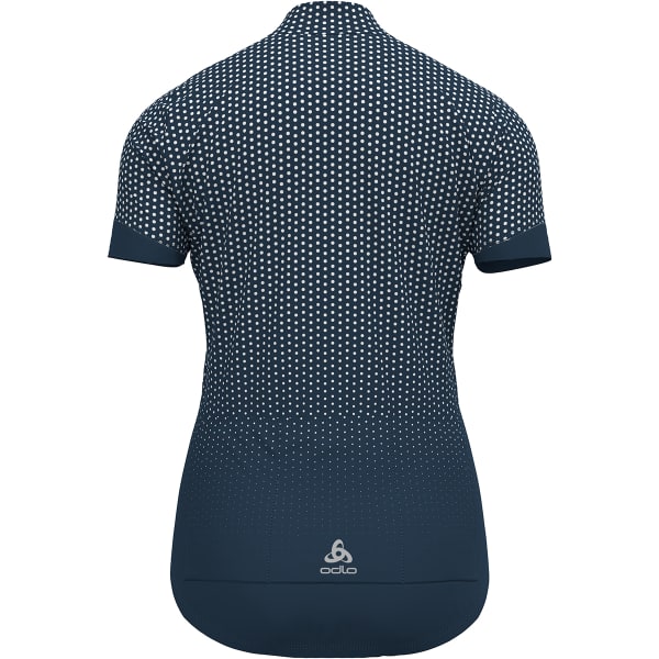 Maillot vélo ODLO ESSENTIAL PRINT STAND-UP COLLAR S/S FZ W BLUE WING TEAL - WHITE