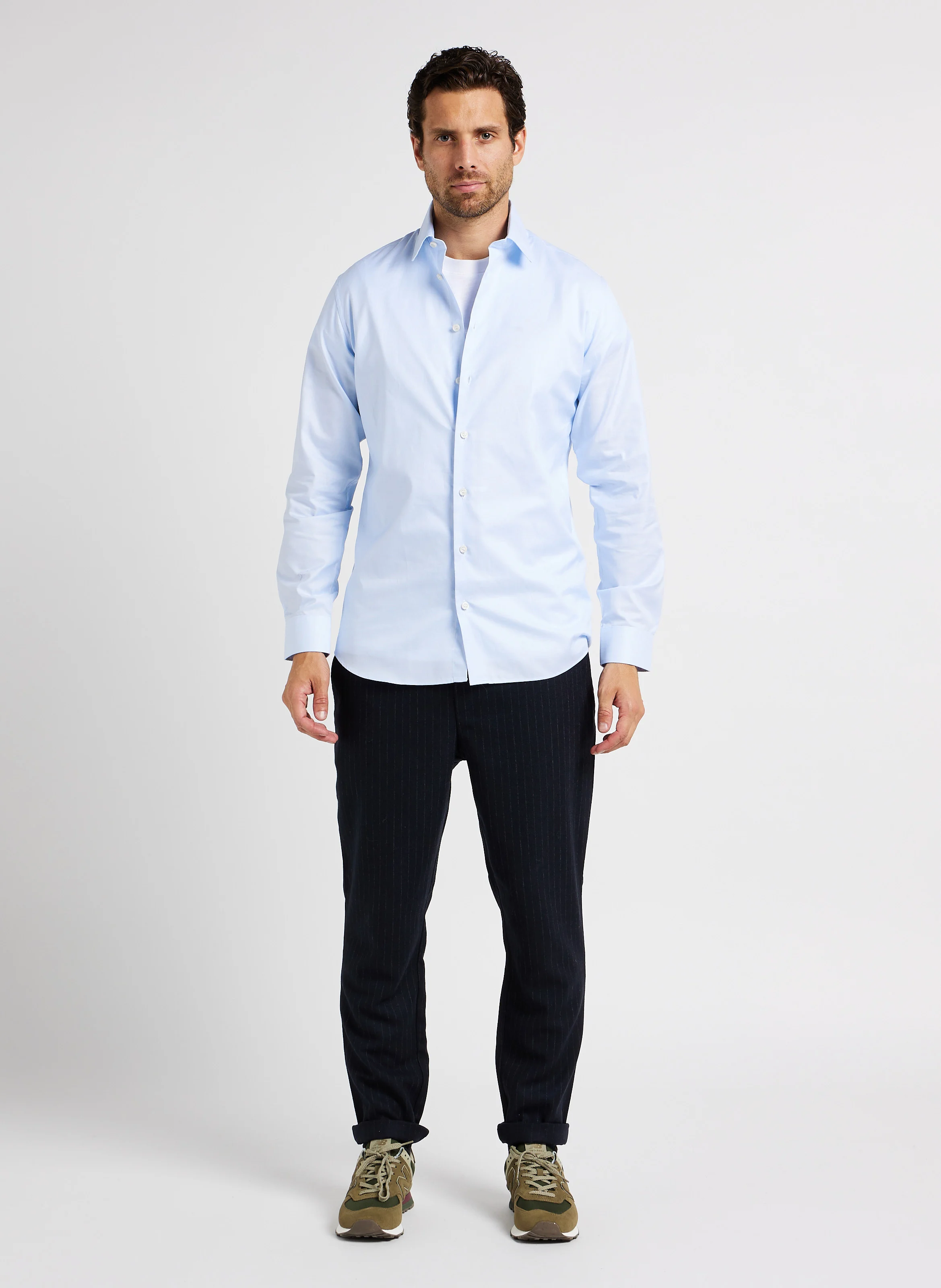 Chemise droite en coton | Bleu