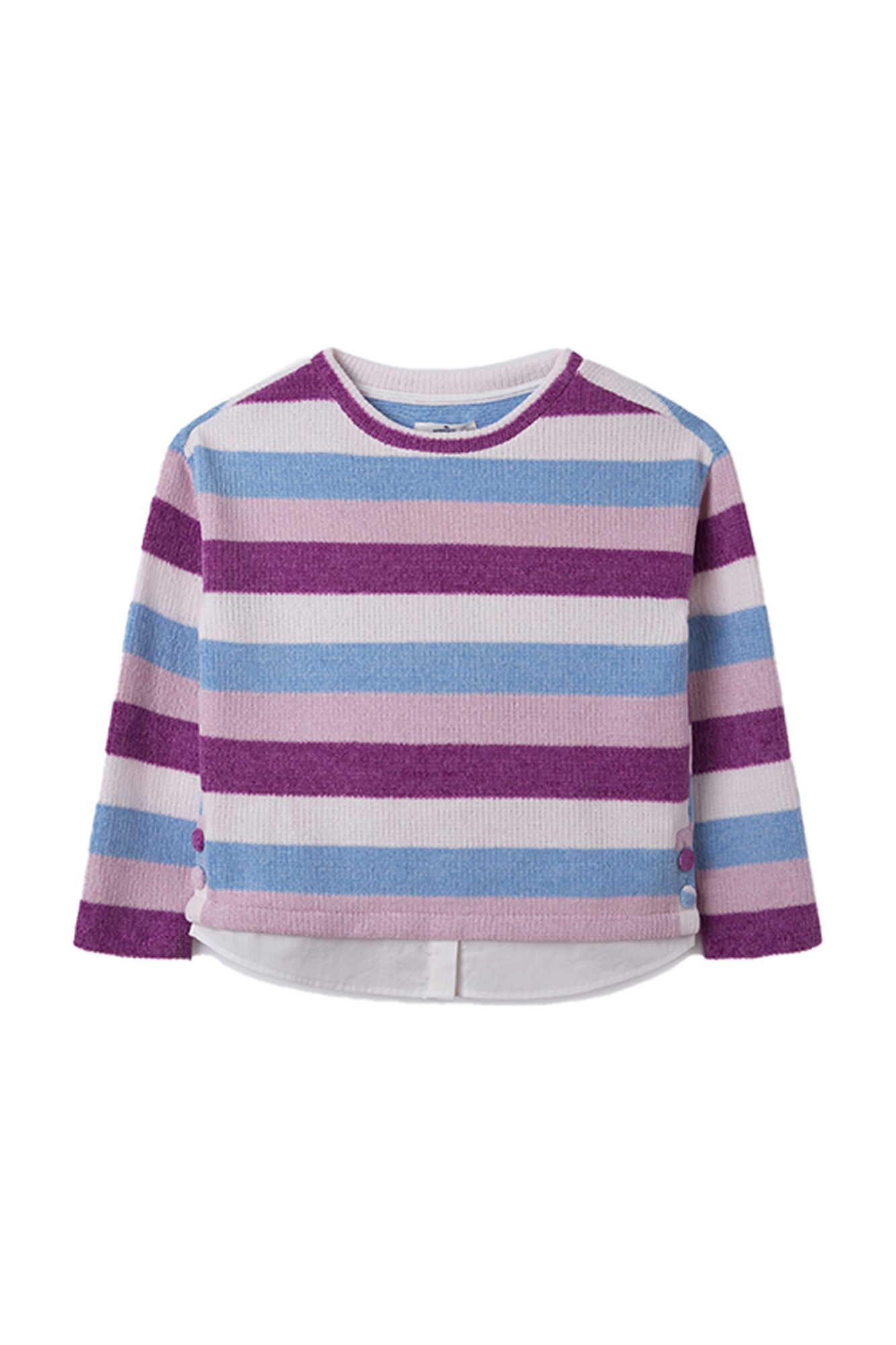 Suéter de chenille listrado multicolorido para meninas