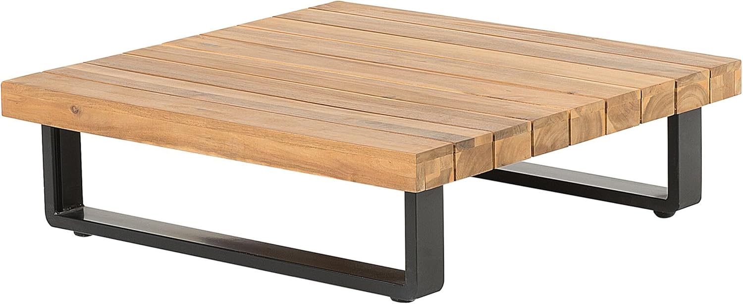 Beliani Lounge Set 5-Sitzer FSC Akazienholz Hellbraun mit Auflagen grau Modern Mykonos