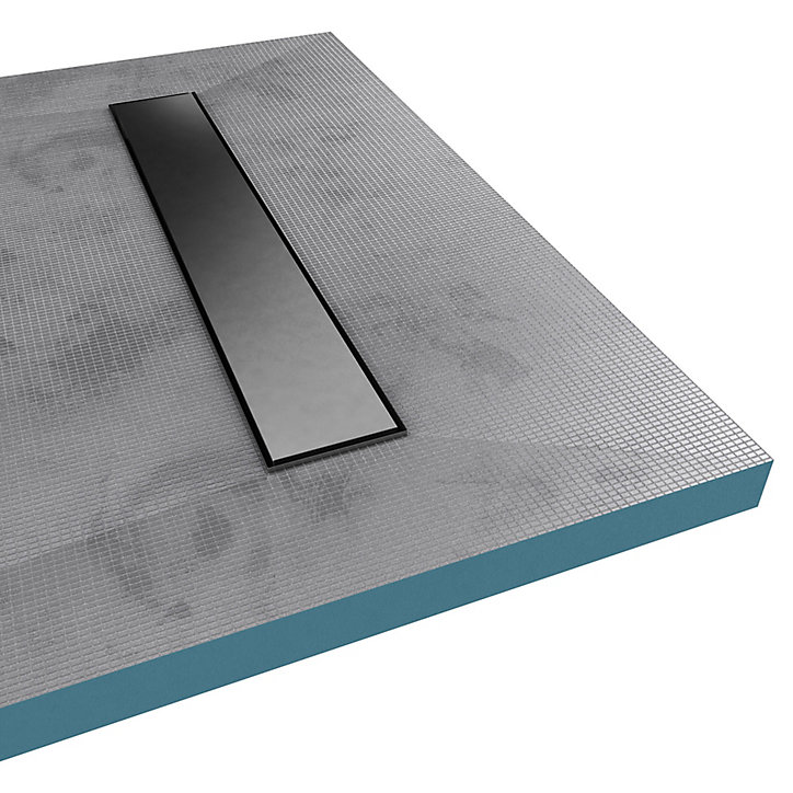 Receveur de douche extra-plat 80 x 120 cm, gris, bonde linéaire, Galedo Showerplate