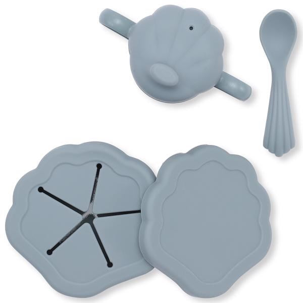 Køb Konges Sløjd Silicone Clam Spisesæt Light Blue