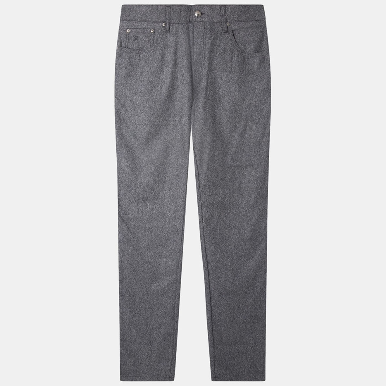 Hackett London Pantalon en Laine mélangée Flanelle moulinée gris
