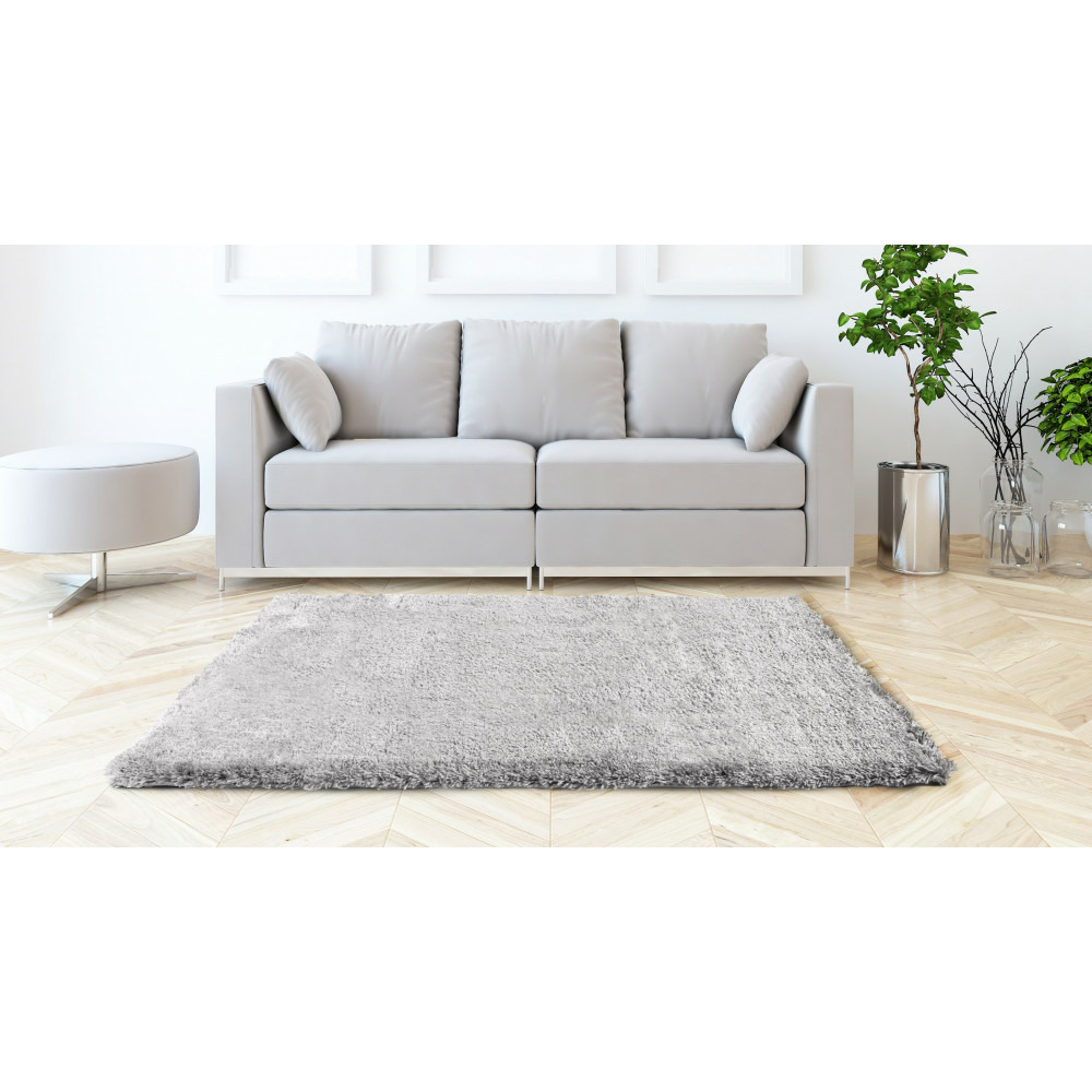 Tapis salon, chambre uni gris à poils long shaggy pour salon et chambre 60x90cm- décoration- mobilier d'intérieur