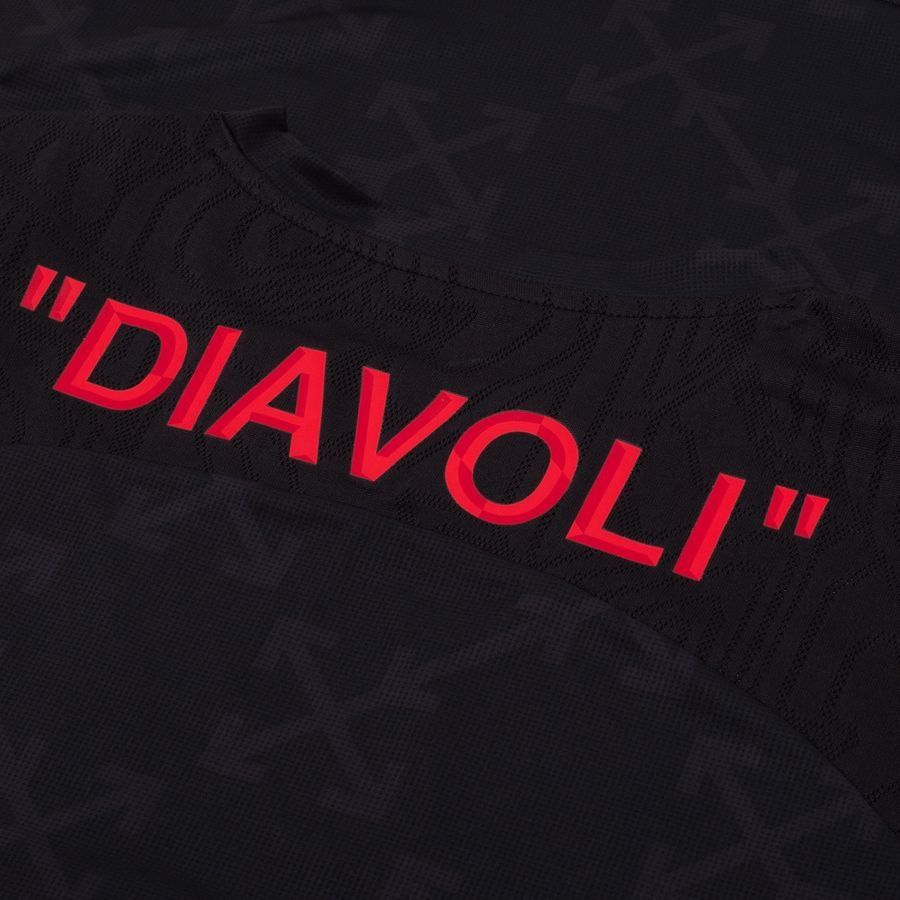 Milan AC X Off-White T-shirt d'Entraînement Avant-Match - Noir/For All Time Red ÉDITION LIMITÉE