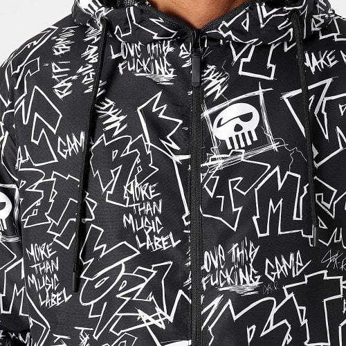 Veste Zippée Capuche Signe Noir