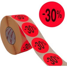 Étiquette promotionnelle '-50%', rond, rouge fluo