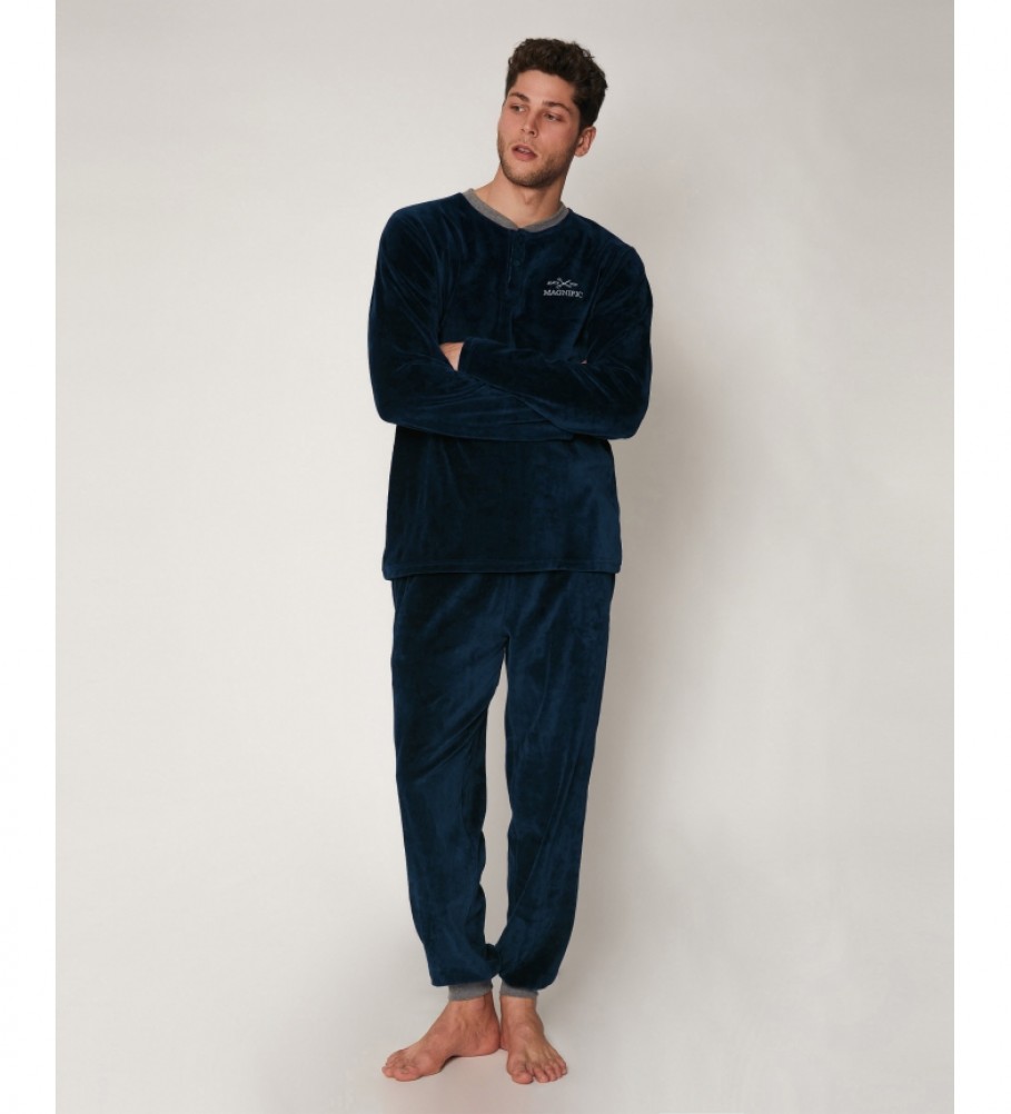 Pijama Admas Velor Home Azul Marinho