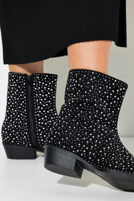 Leder-Stiefelette, Ziernieten, Wechsel-Fußbett, Weite H