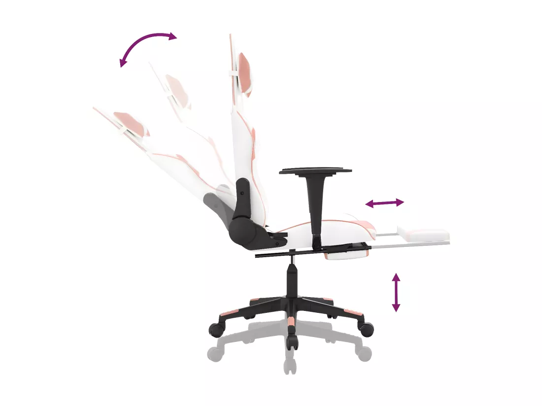 Chaise de jeu de massage avec repose-pied Blanc rose Similicuir