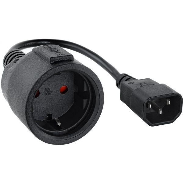 Nanocable Cabo Adaptador de Alimentação C14 p/ Schuko 0.5 M Black