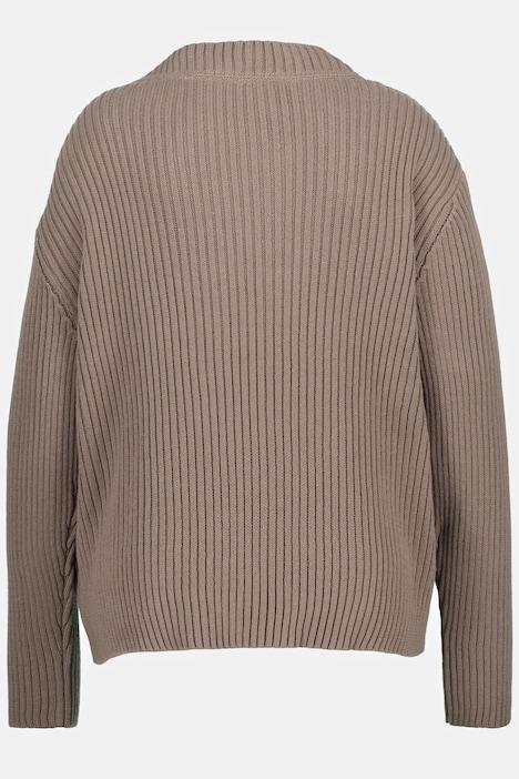 Strickjacke, Rippstrick, V-Ausschnitt, Biobaumwolle