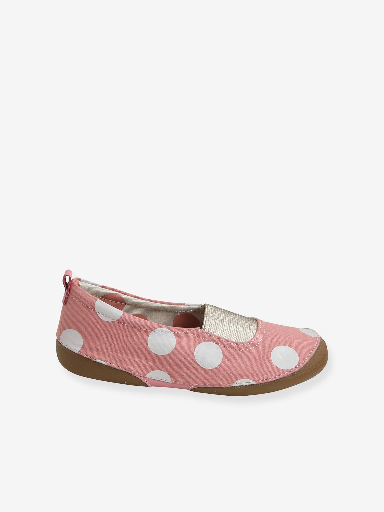 Pantufas de lona com tiras elásticas, para meninas, tamanho médio, estampa rosa.