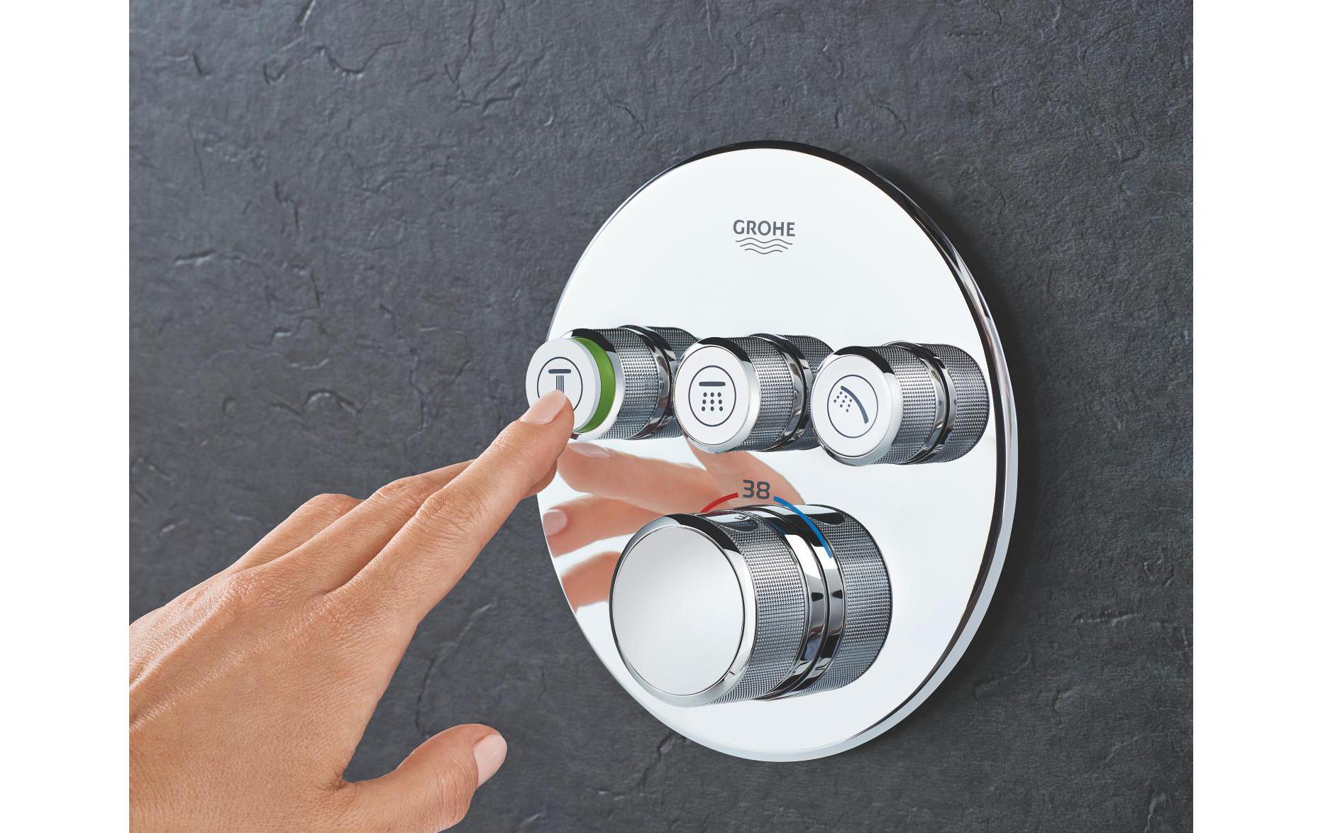 Duscharmatur Grohtherm SmartControl 43 mm, Chrom<br>Thermostat mit drei Absperrventilen