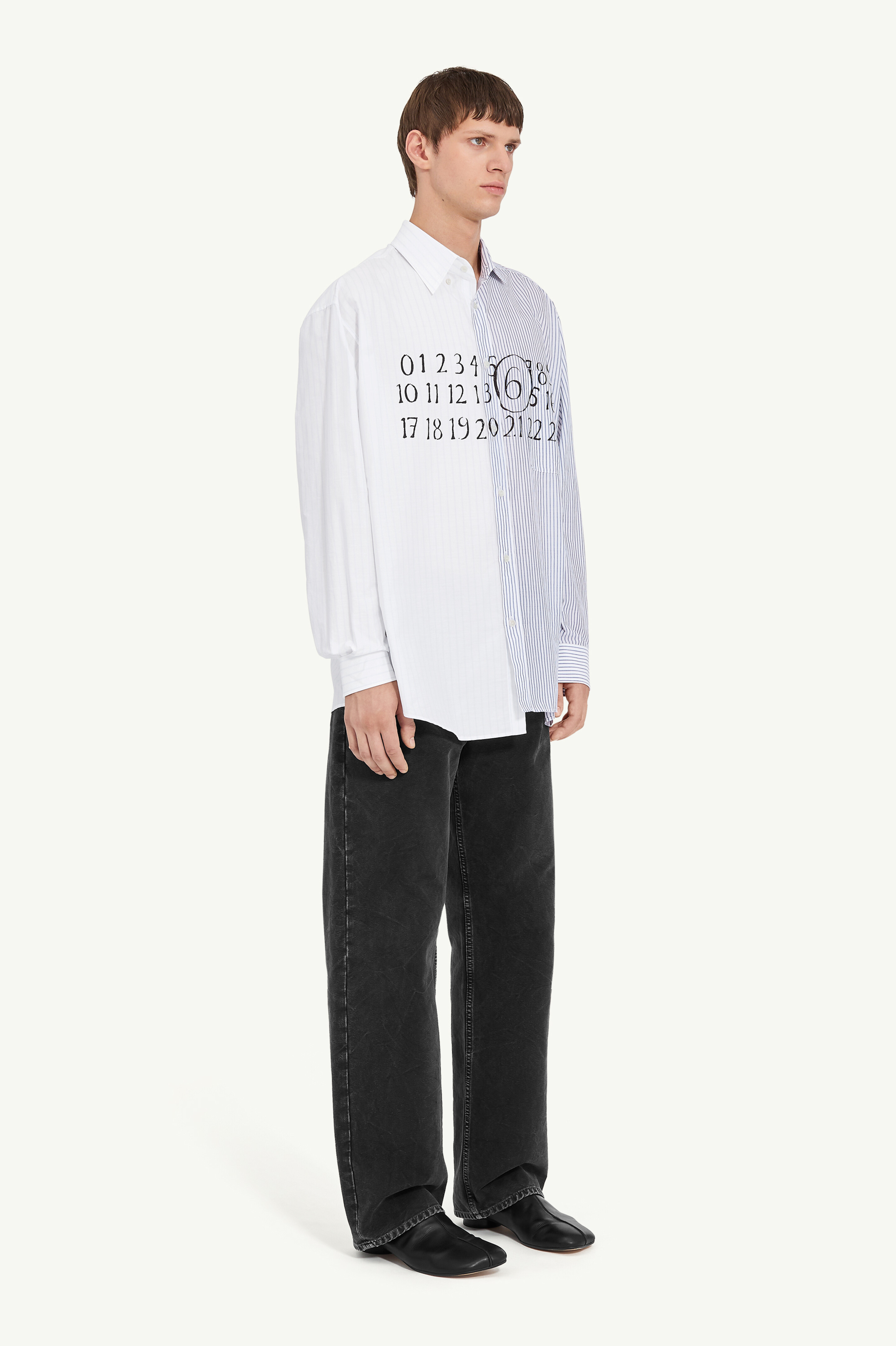 White Stripped Asymmetric Shirt