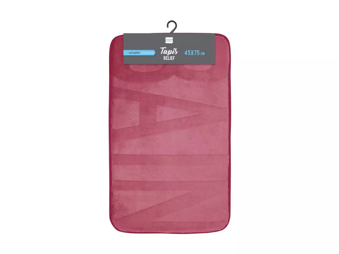 Tapis de Bain 45 x 75 cm Bain Framboise - Microfibre Relief