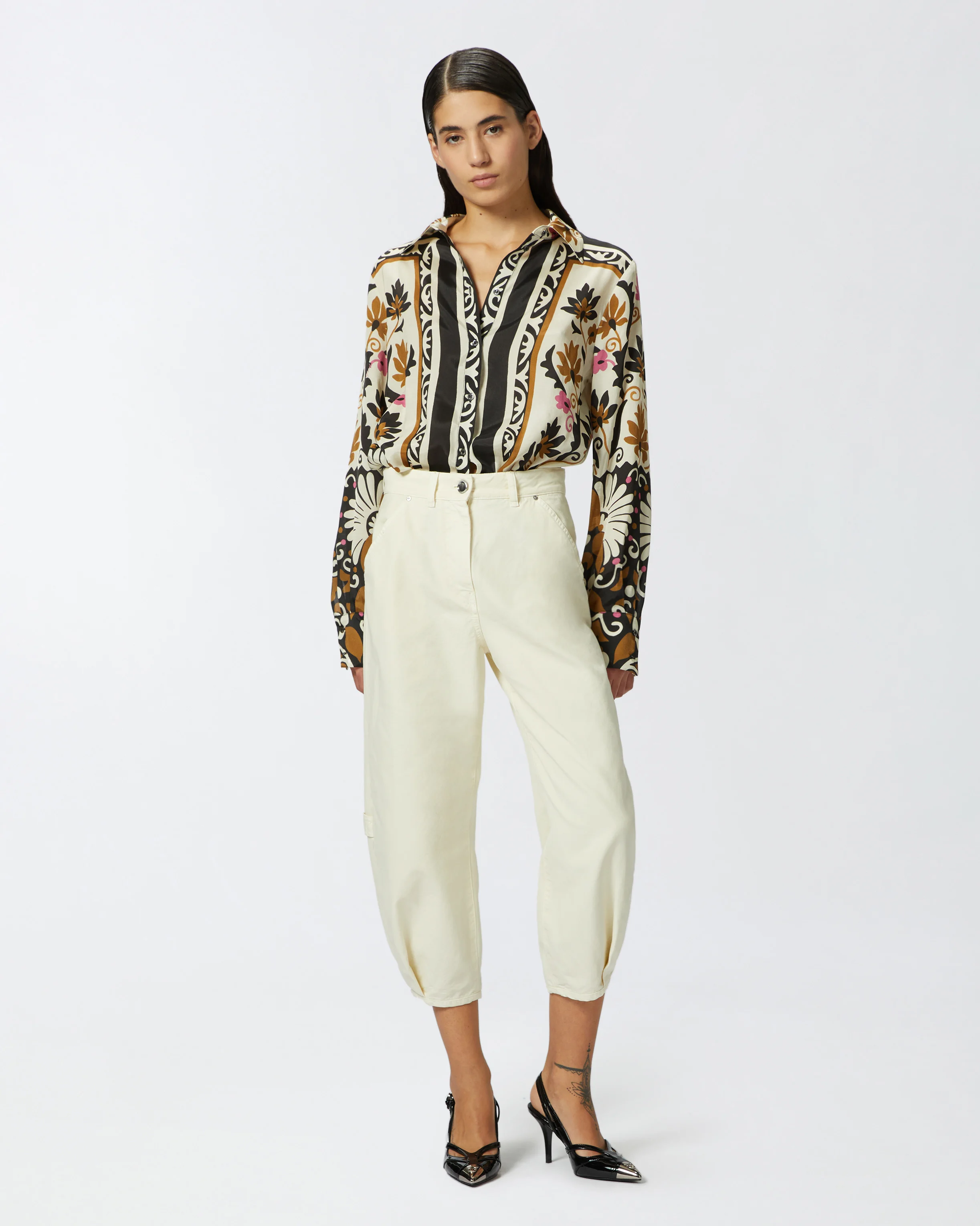 Pantalon ballon en toile de coton | Blanc