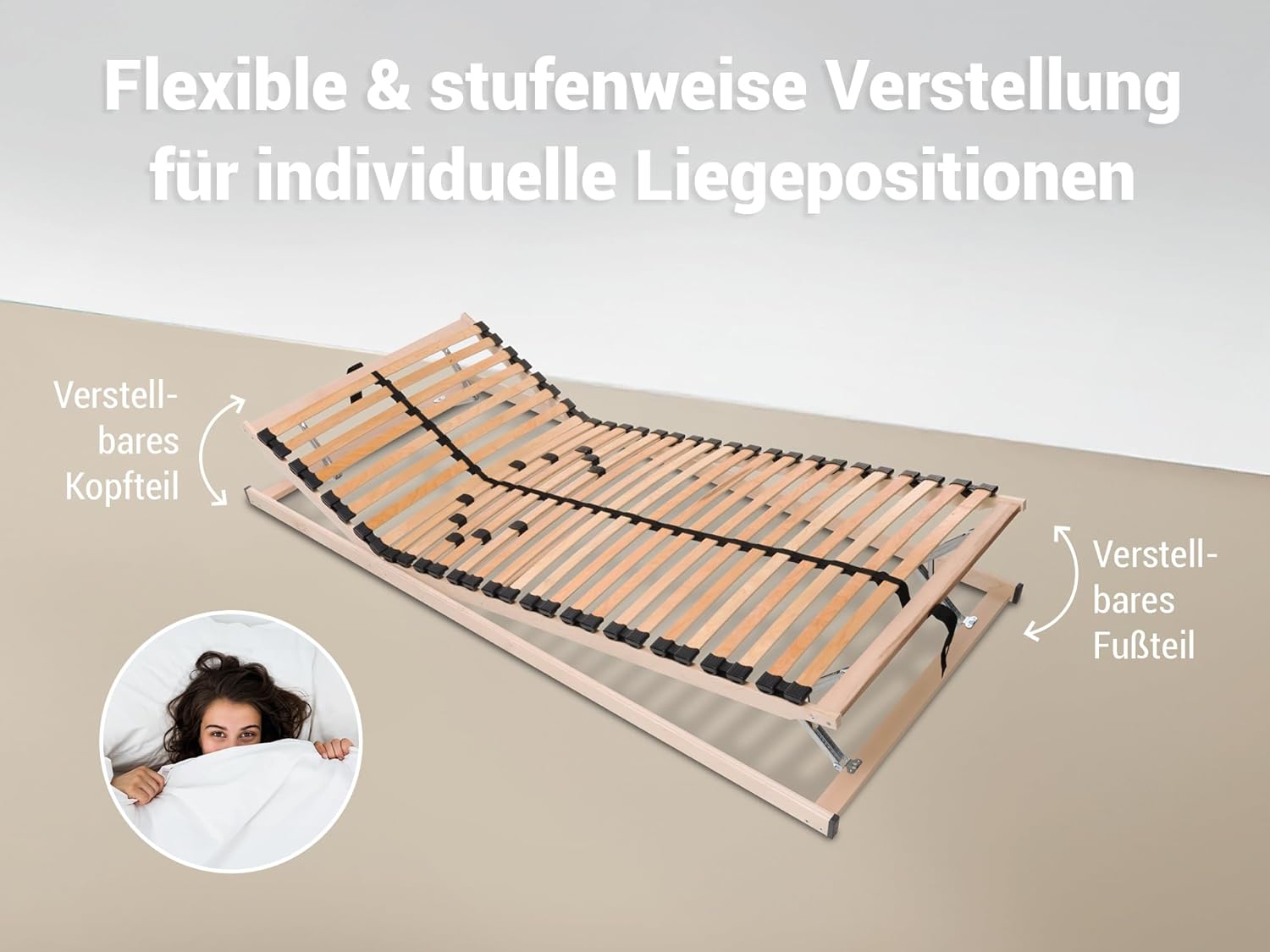 Betten-ABC Lattenrost Max1 K+F, fertig montiert, mit verstellbarem Kopf- und Fussteil (Größe: 140x200)