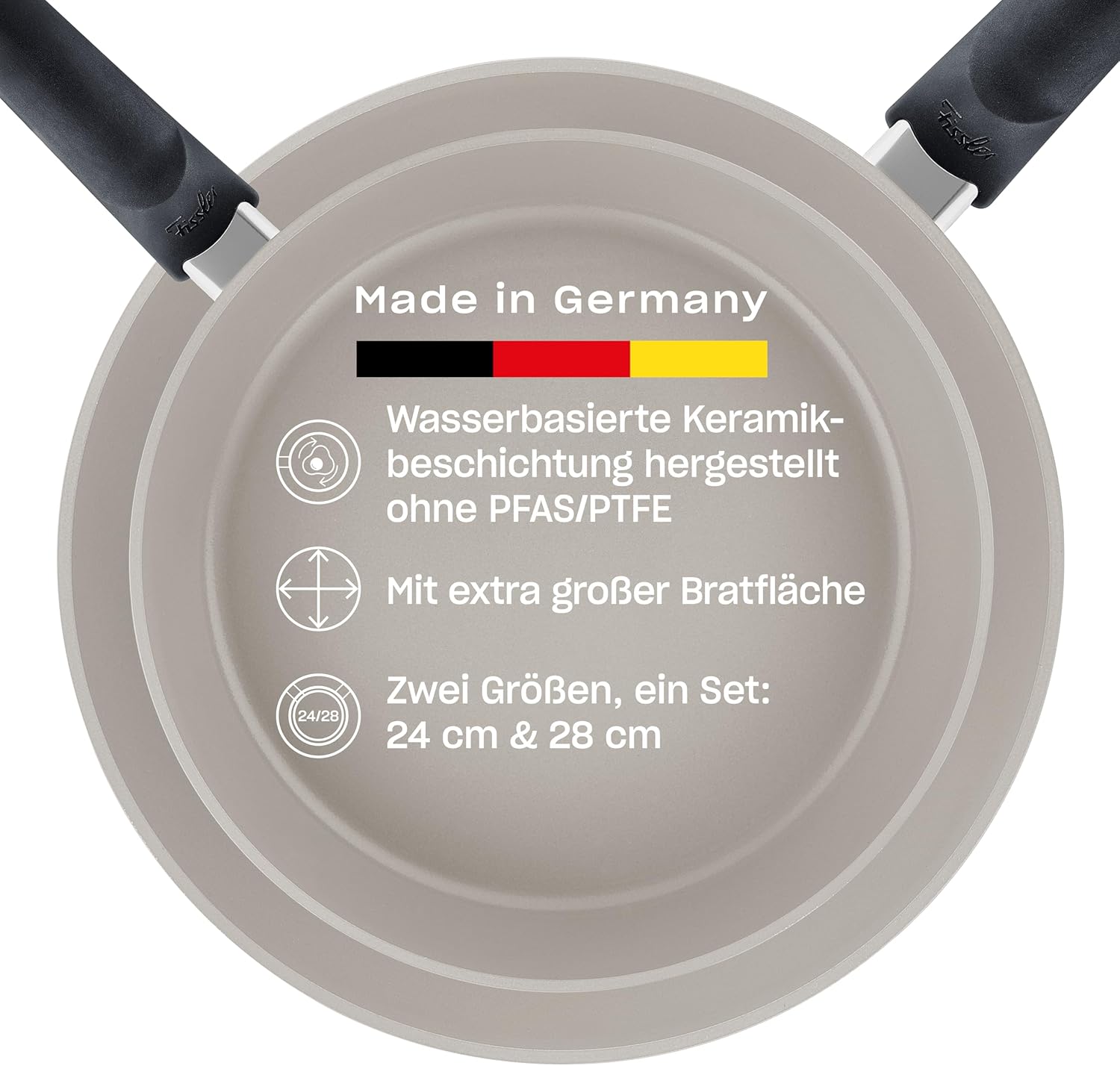 Fissler Ceratal Comfort Pfannen-Set / 2-teilig, Aluminium-Pfanne, Keramik-beschichtet (24+28 cm) Ceramic Bratpfanne antihaftend – Induktion [Exklusive bei Amazon], Grau