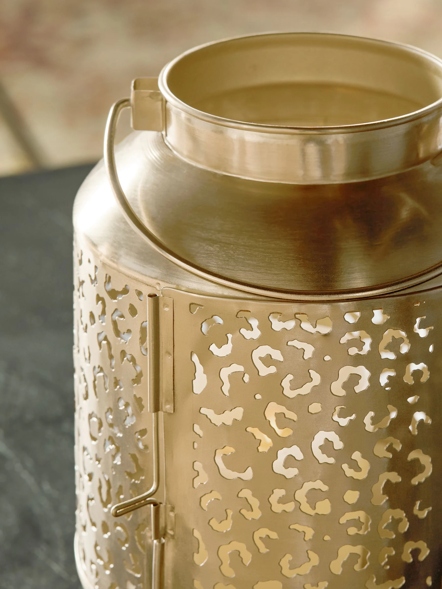Metal Leopard Print Cutout Lantern