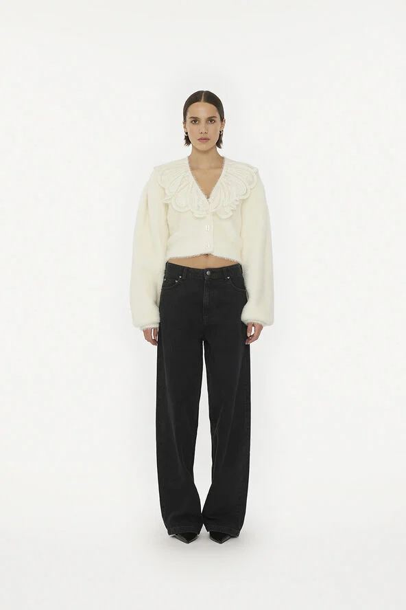ROTATE Birger Christensen WIDE LEG 5 POCKET JEANS Black - washed