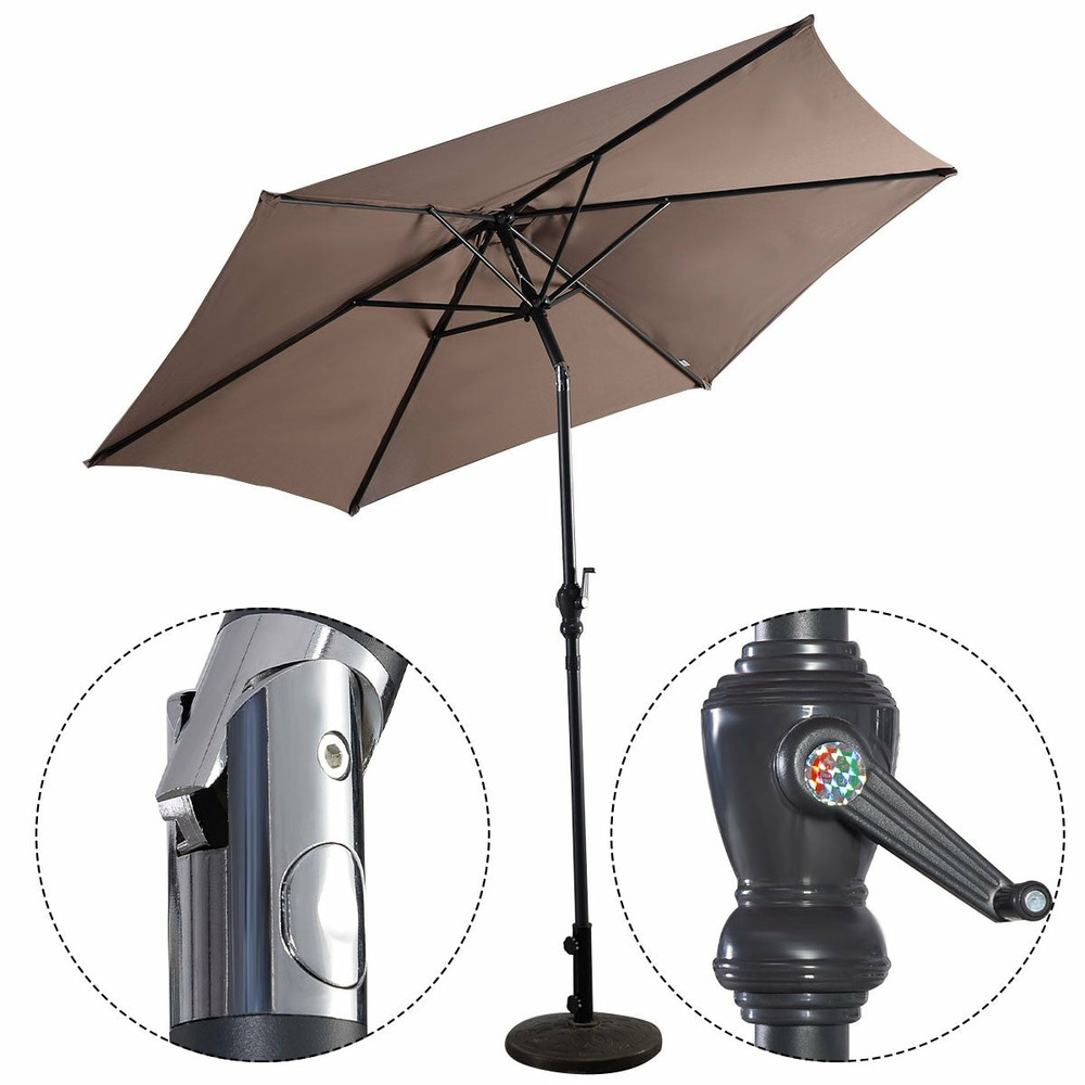 Parasol inclinable déporté de diamètre de 2 7 m en acier patio avec manivelle vin rouge/marron/beige-marron
