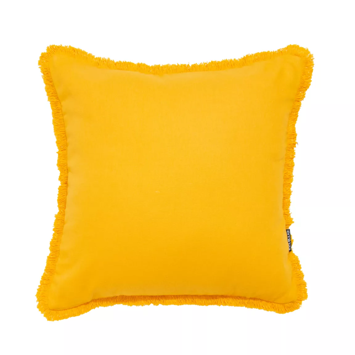 Coussin carré coton (45 x 45 cm) Pixel franges Jaune moutarde
