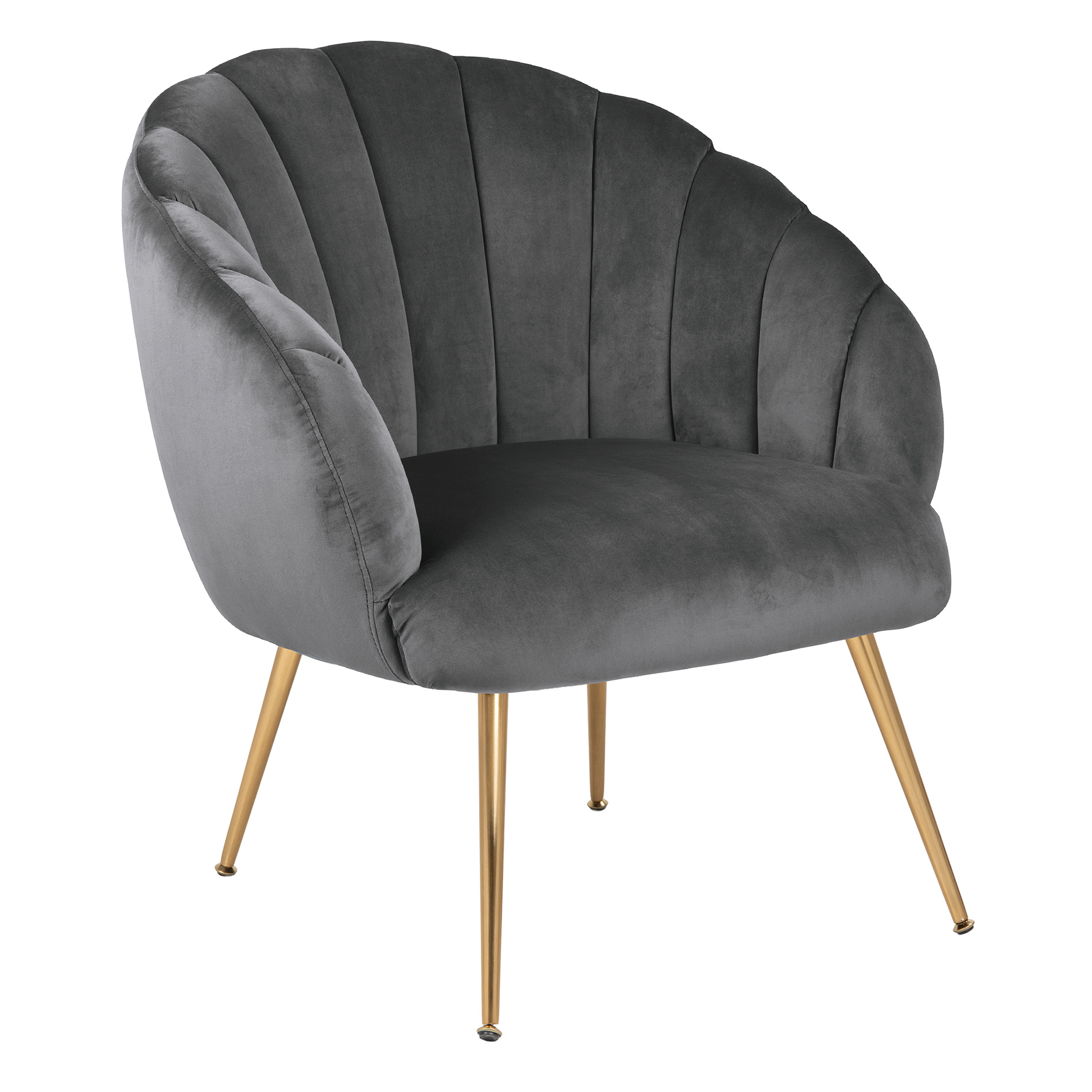 Loungestuhl DANIELLA - grau - gold - Samt