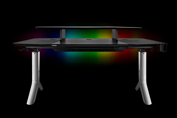 Thermaltake ARGENT P900 Smart - Sidde/stå-skrivebord - rektangulær - elektrisk højdejustering - sort - sort base