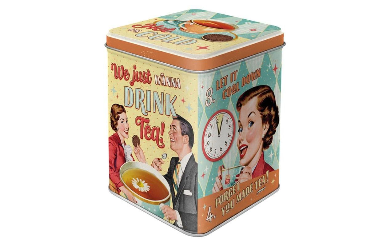 Teebeutel-Box Tea & Cookies MehrfarbigTeebehälter im retro Design