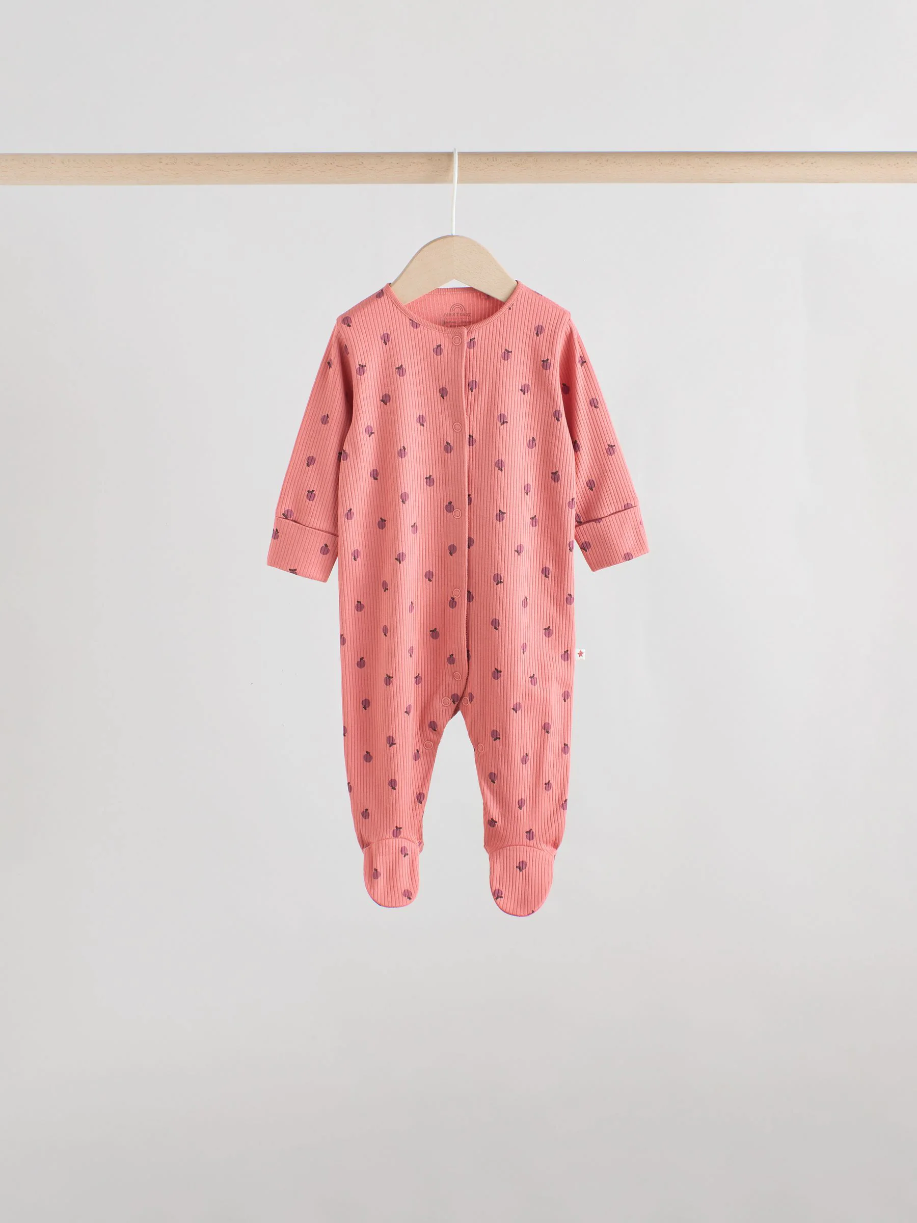 Roze/roestbruin met fijne bloemenprint - Verpakking van 3 babypyjama's met tweewegrits (0-2jr)