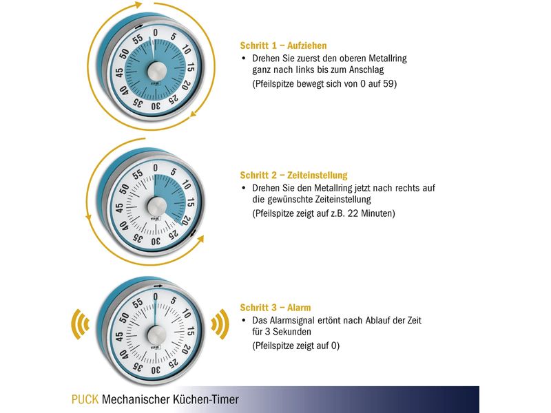 TFA Dostmann Küchentimer Puck Anthrazit Timer für die Küche