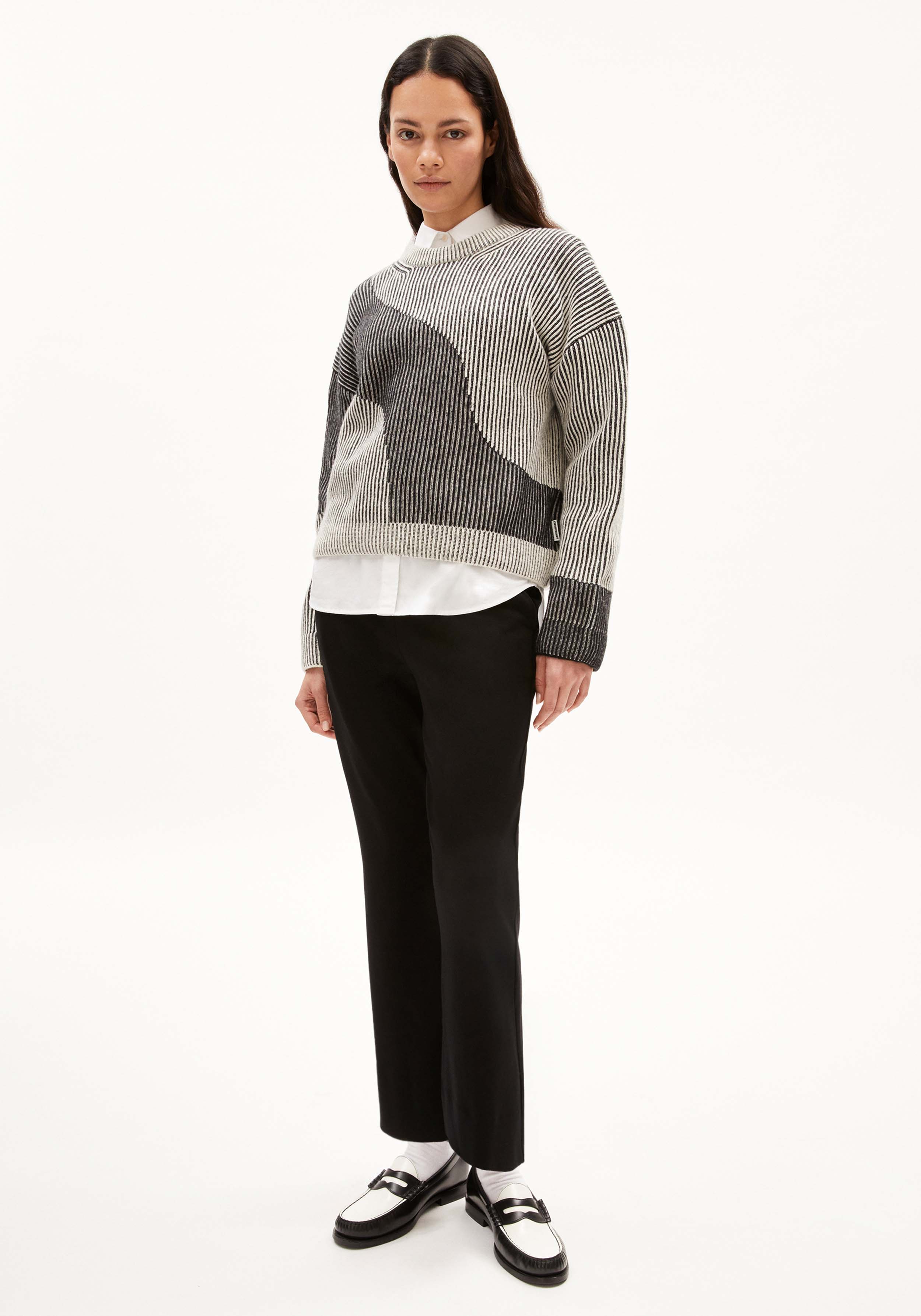 Armedangels Strickpullover Mayraa Vanise Black-Off White