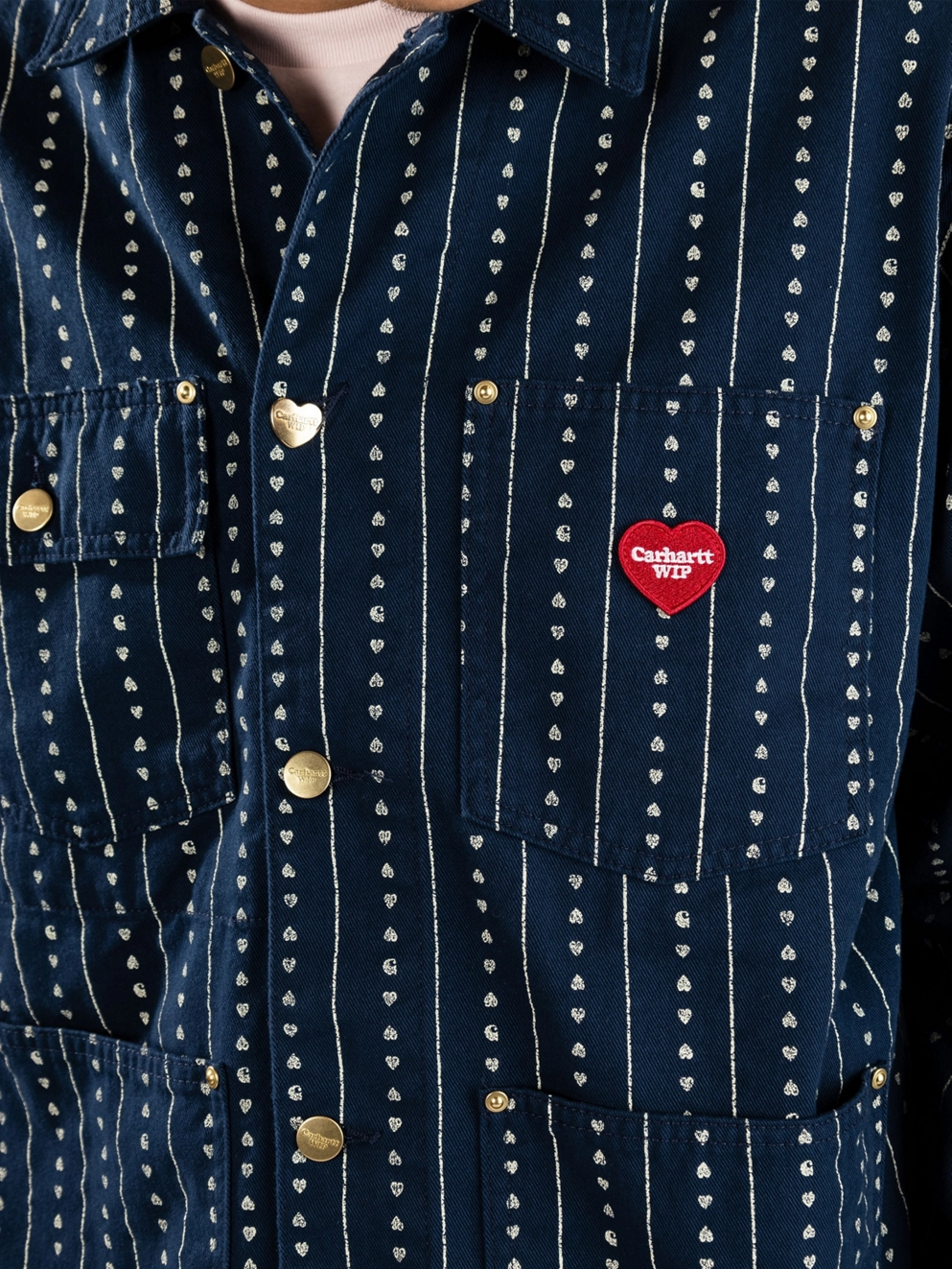 Carhartt WIP Drewe Chore Jacket heart c pinstrink/nat/rin