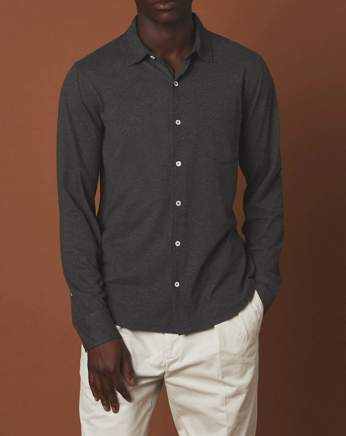 Hartford Chemise Polo Jersey dark gris mix