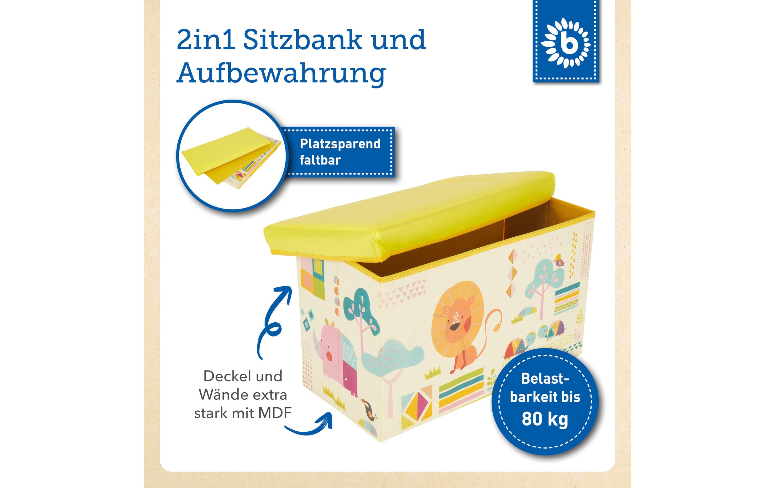 2in1 Aufbewahrungsbox und Bank ZooAufbewahrungsbox mit Deckel