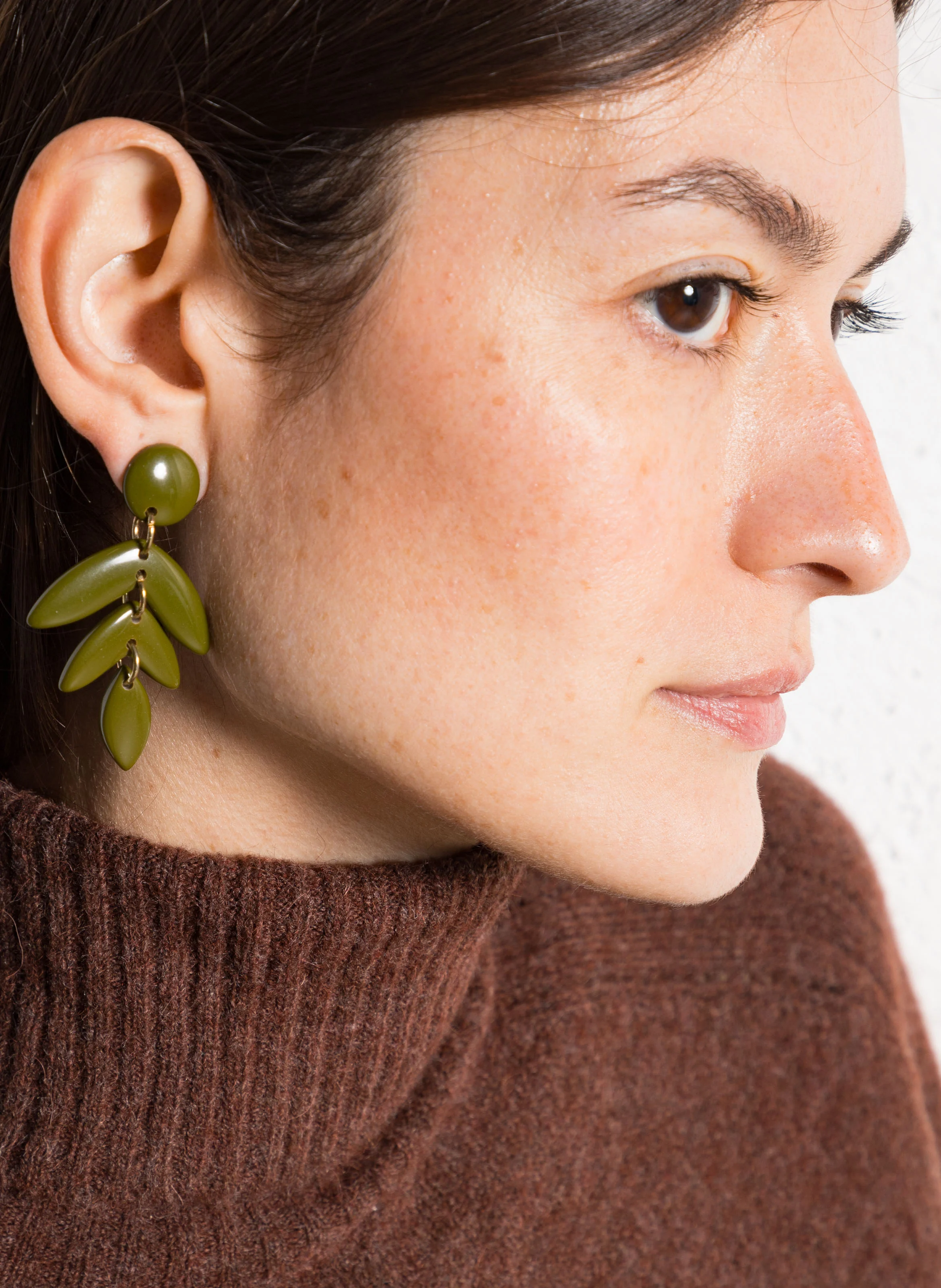 FANETTE - Boucles d'oreilles feuilles pendantes| Vert