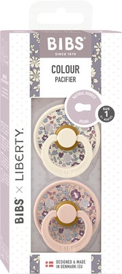 BIBS x Liberty Colour Smokk 2-Pack Lateks Str 1 Rund, Eloise/Blush Mix