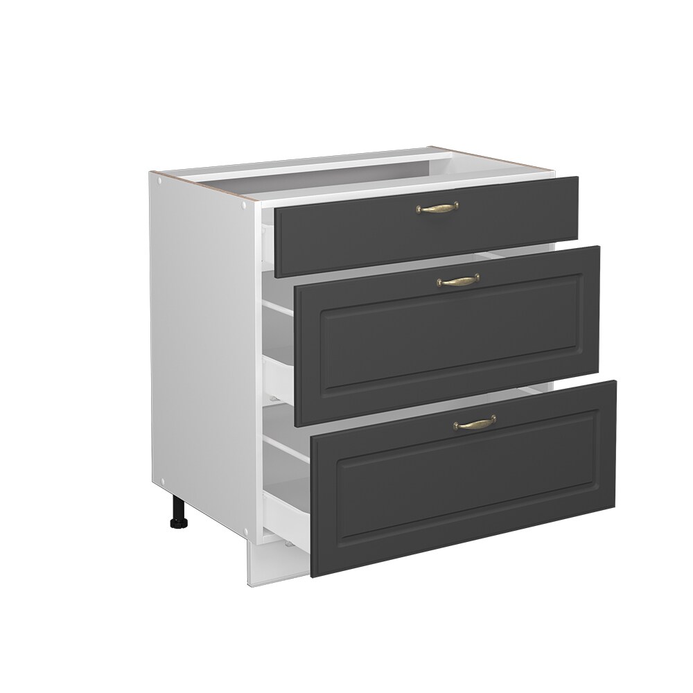 Vicco Schubladenunterschrank Küchenschrank Küchenmöbel Fame-Line Landhaus Weiß Anthrazit 80 cm Gold Küche Einbauküche Drehtür Blende Schublade Küchenunterschrank Küchenzeile