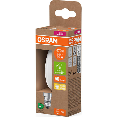 Osram LED kertepære 2,2W - varmt hvidt lys