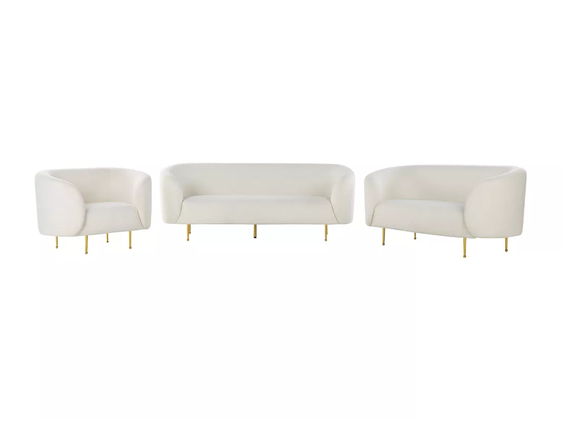 Ensemble de canapés 6 places en tissu bouclé blanc LOEN