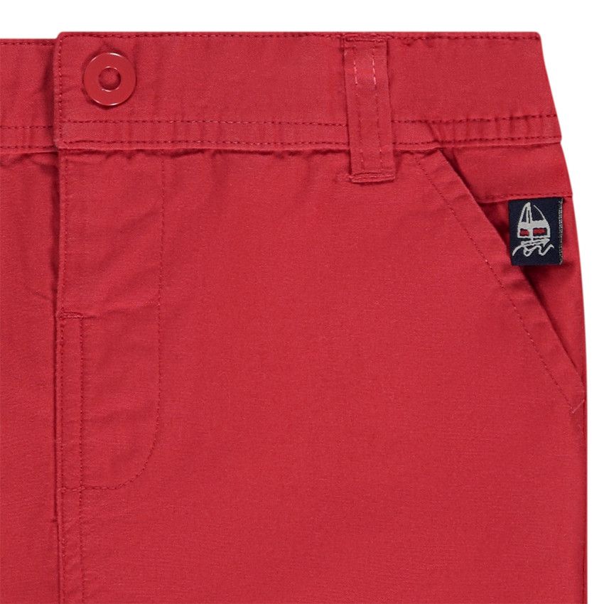 Bermuda uni avec étiquette tissée pour bébé garçon - Rouge