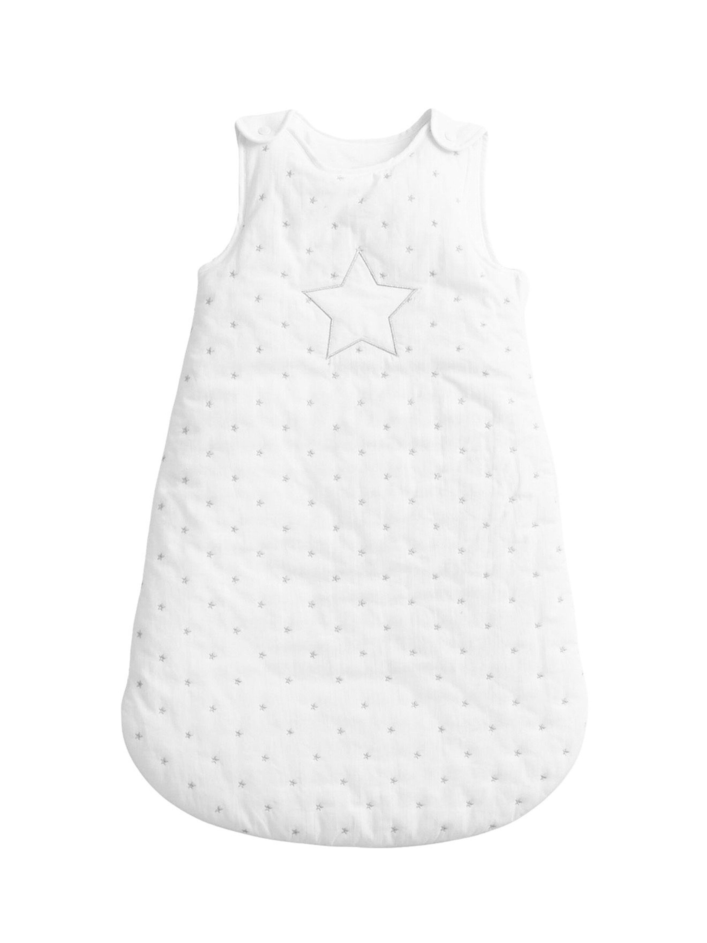 Vertbaudet Ärmelloser Baby Schlafsack STERNENREGEN weiß bedruckt