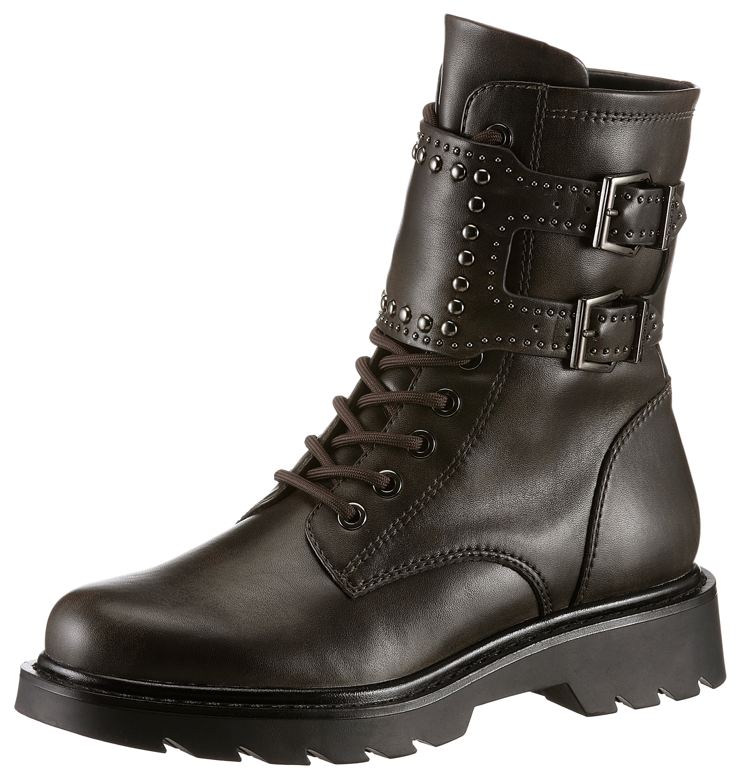 Tamaris Bikerboots  , Blockabsatz, Schnürboots, Schnürstiefelette mit Innenreissverschluss