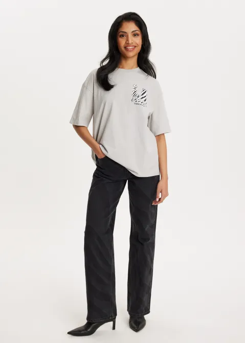 T-shirt met print LA grijs (GRS.L)