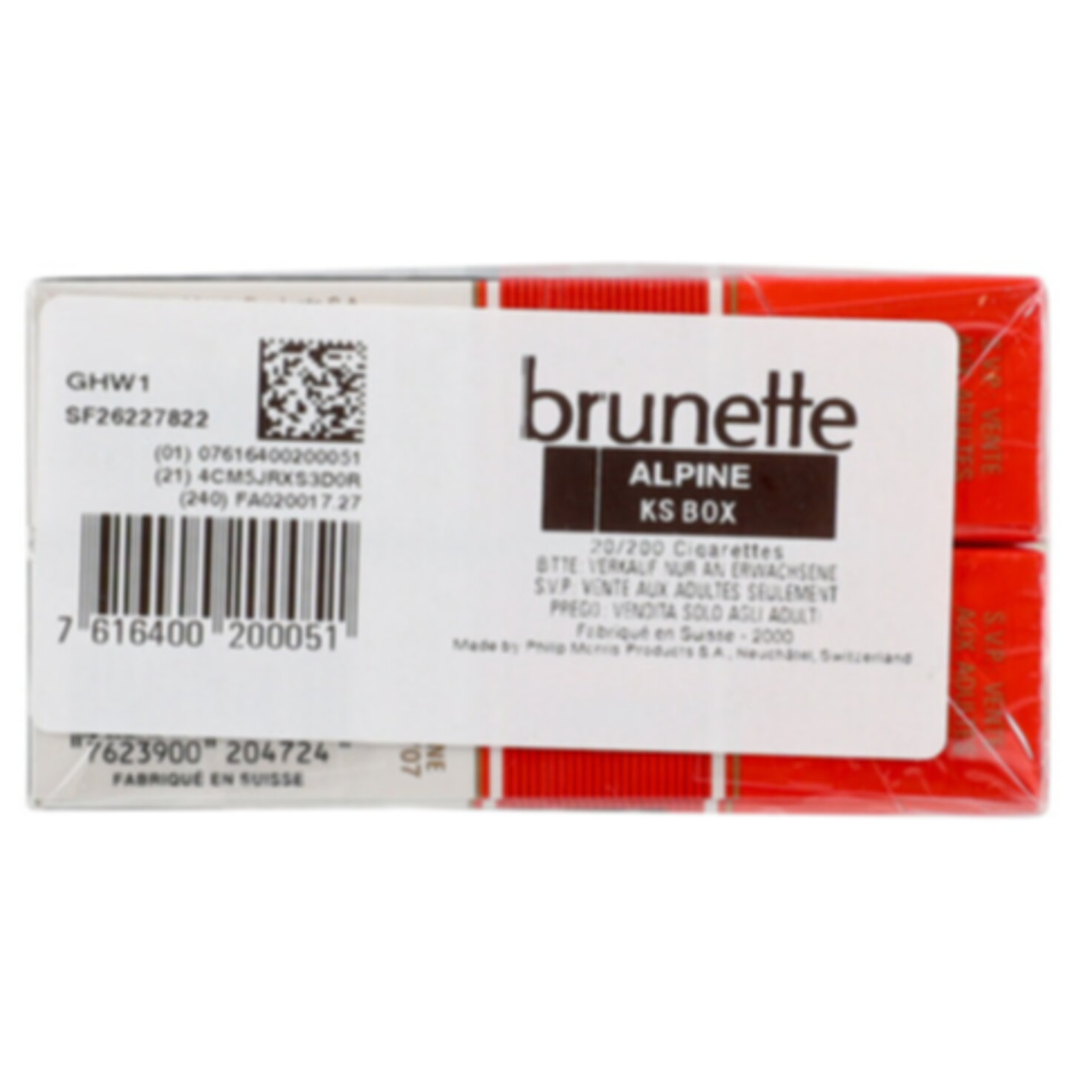 Brunette Zigaretten Alpine Box Stange