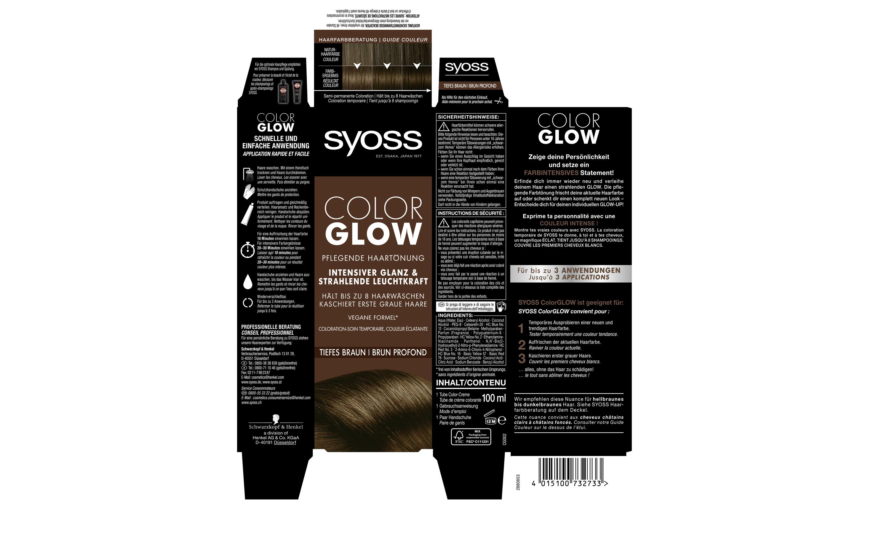 Haarcoloration Color Glow Tiefes BraunPflegende Haartönung verleiht Glanz und Leuchtkraft