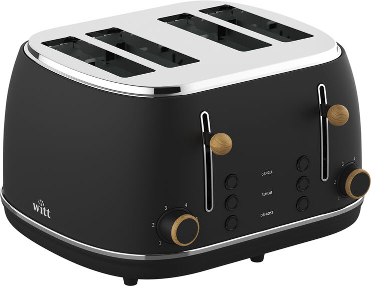 Witt WITT PREMIUM 4-SLICE TOASTER WOOD BLACK Black