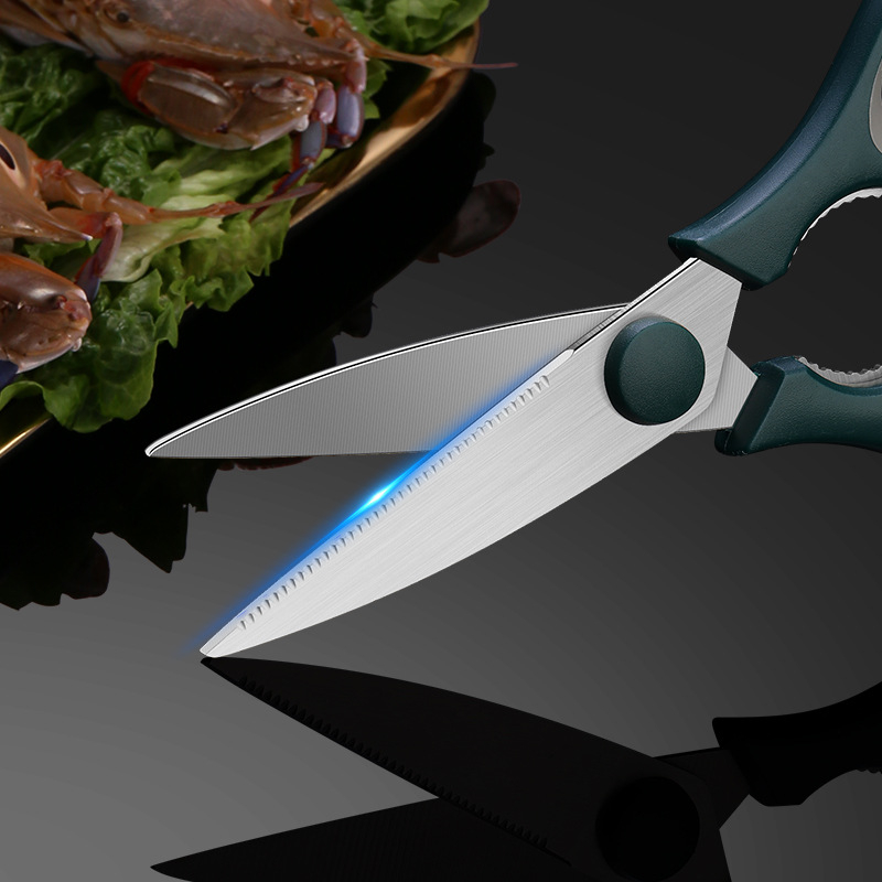 (22cm) Edelstahl Geflügel Schere Mehrzweck Küchenschere für Fleisch / Knochen / Gemüse - Grün