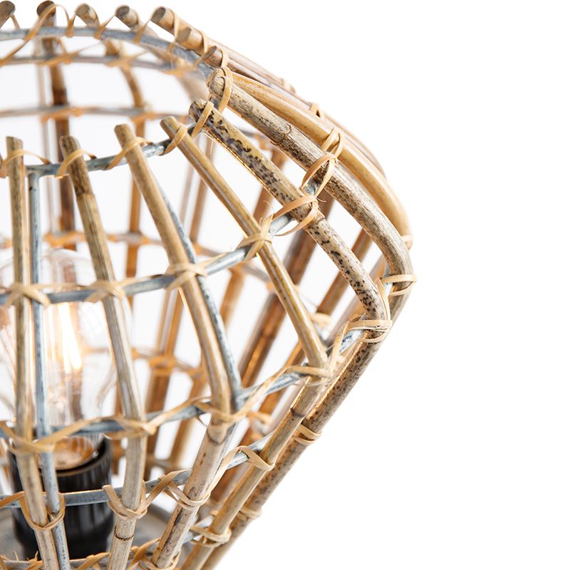 Landelijke tafellamp tripod bamboe met wit - Canna Diamond